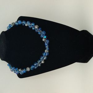 Blue  and silver tone bead bib necklace. NWOT